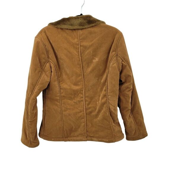 Vtg Oscar Piel Faux Suede Jacket Camel Faux Fur Lining Button Up S Boho Hippie - Picture 10 of 10